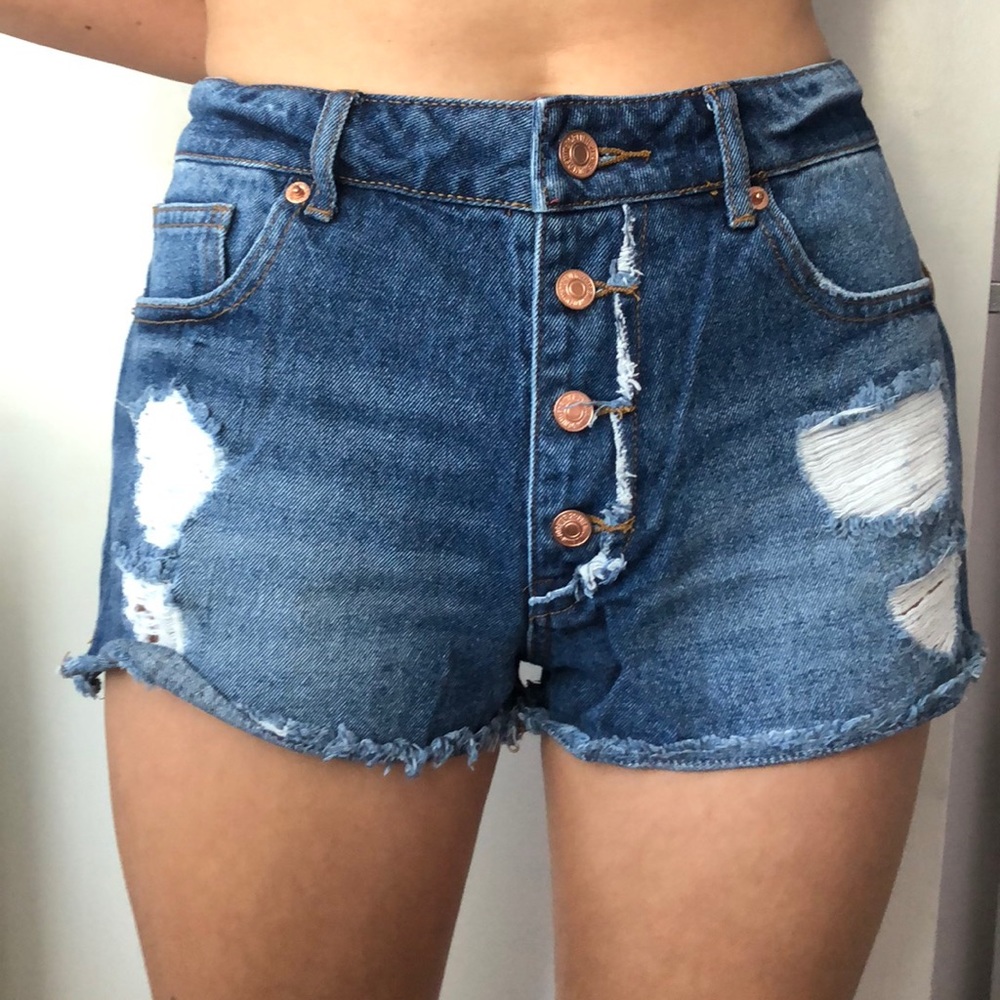 Button up jean shorts